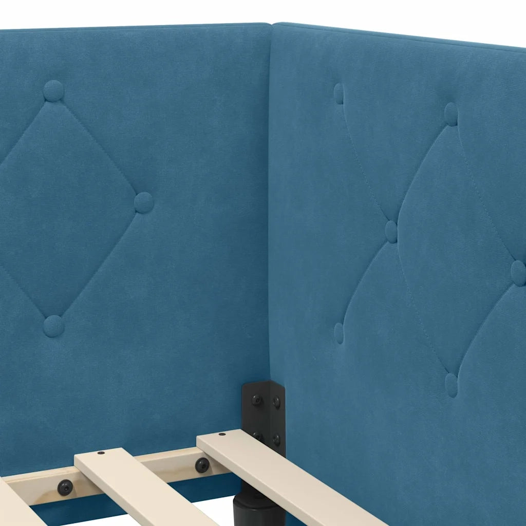 Cornice del letto ad angolo Blu 90 x 200 cm Velluto 42016532