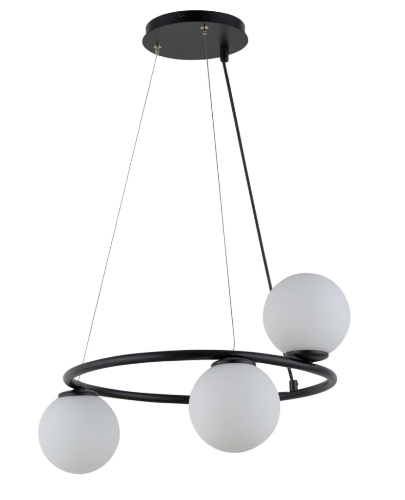 Lampada sospensione Gama Koło anello nero 3 sfere Sigma