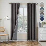 Set di tende a vista oscura grigia - set di 2 H 225 x B 140 cm tende decorativa tende con occhi tende termiche con funzione di oscuramento trattamenti di finitura per finestre con rivestimento a strato sottostante