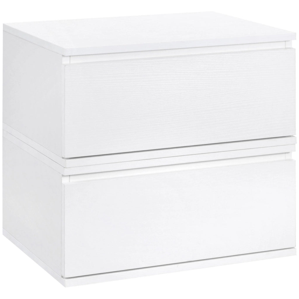 Set 2 Comodini Sospesi 49x38x23 cm in MDF e  Truciolato Bianco