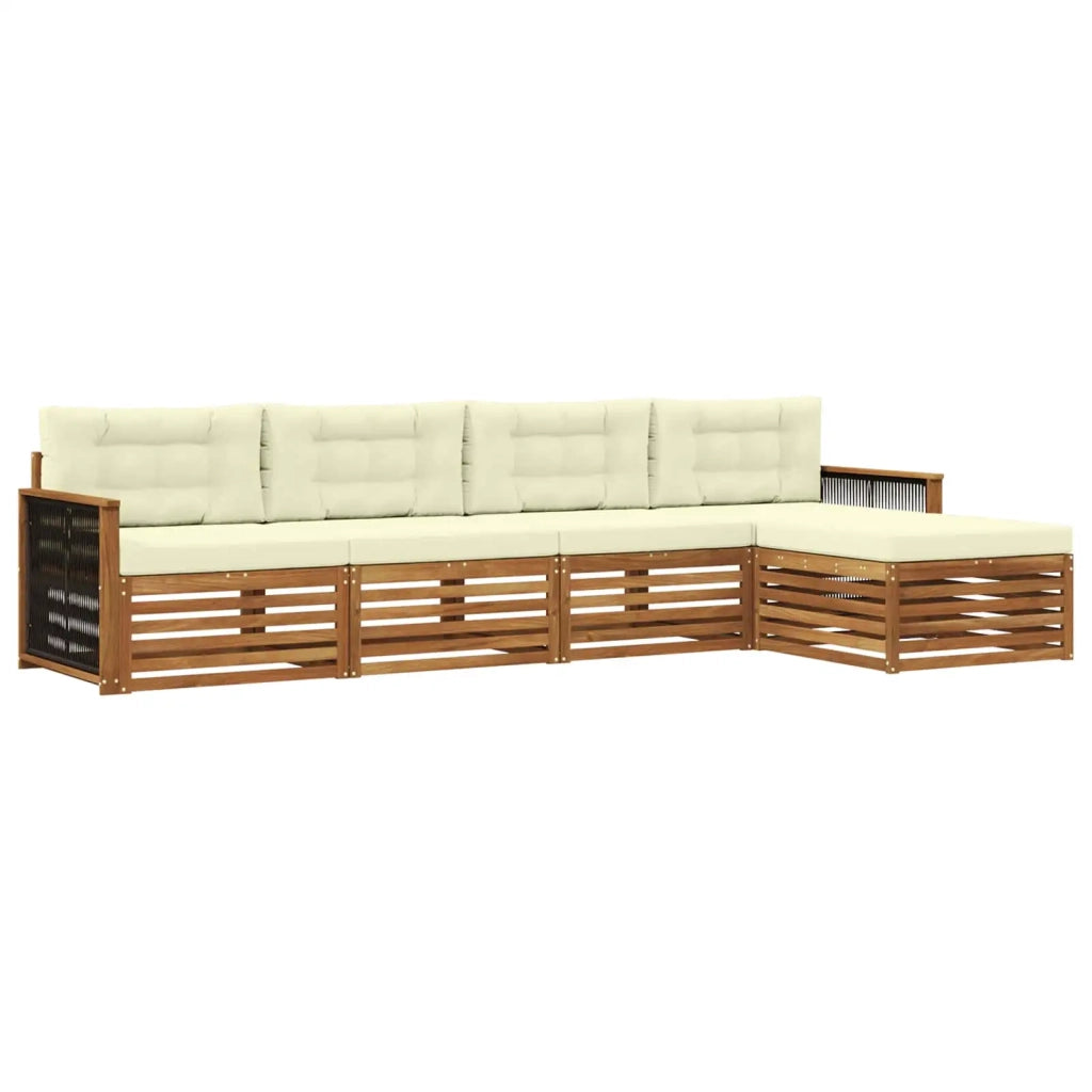 Set di divani da esterno con cuscino 5 pcs Naturale e Crema