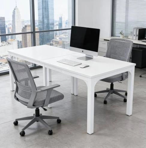 Tavolo rettangolare moderno 200x70x75 cm in MDF e metallo; bianco