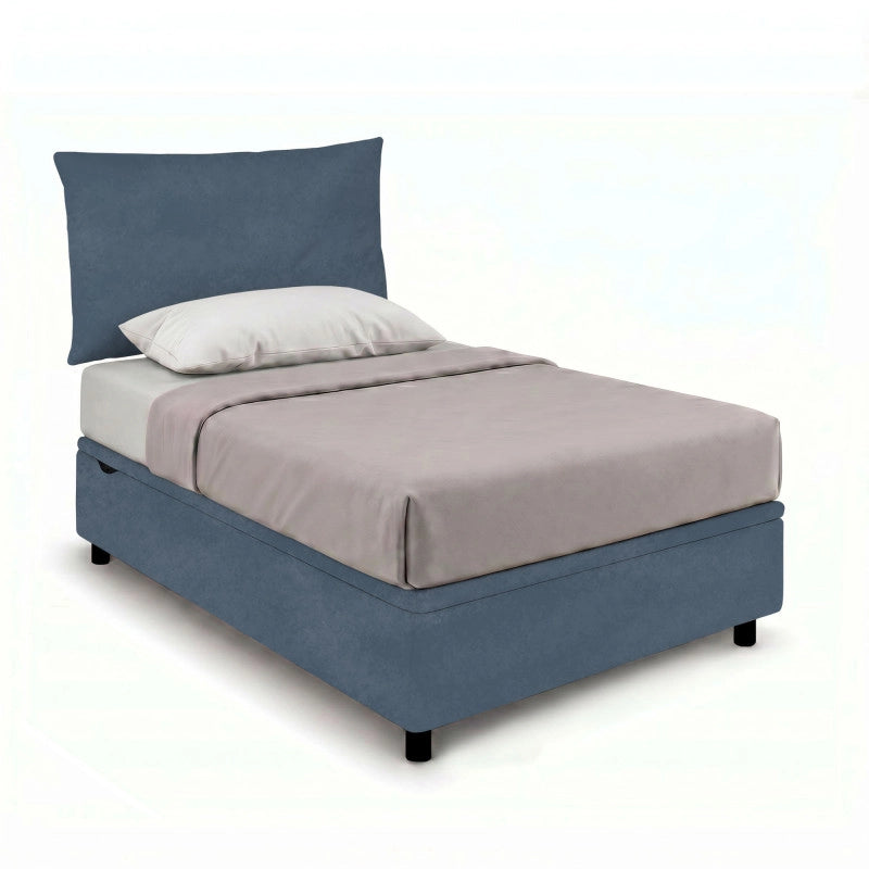 Letto imbottito Piazza e mezzo 120x200 cm Soft - Contenitore,Microfibra,Blu