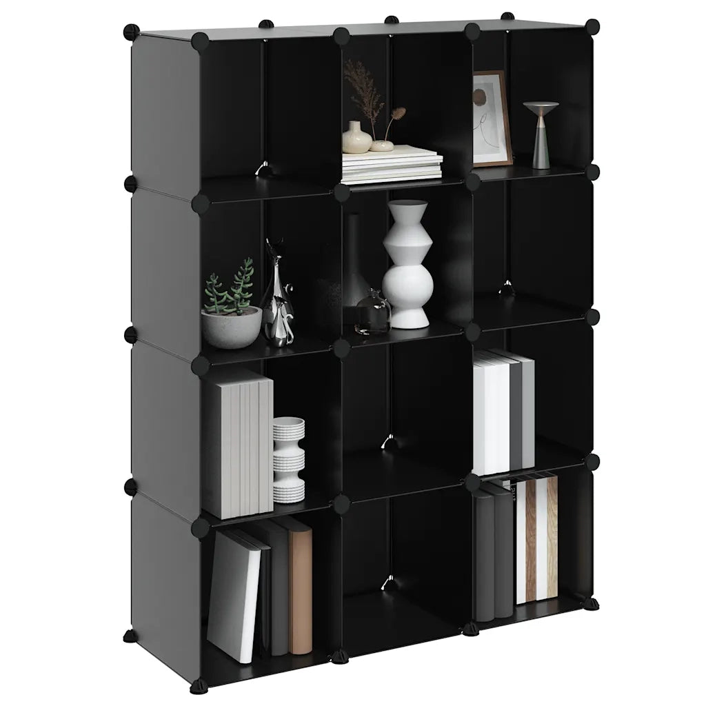 Organizzatore Portaoggetti con 12 Cubi Nero in PP cod mxl 50331