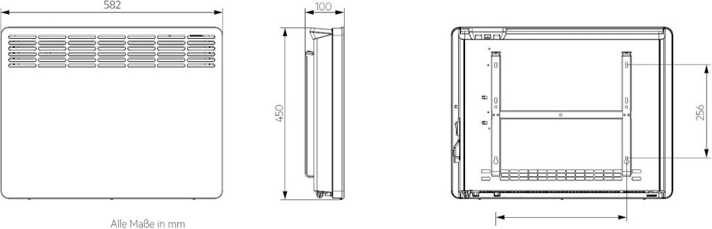 casa Technik 236534 parete Termoconvettore WKL 1505 per circa 15 m², Riscaldamento 1500 W, 5 – 30 gradi C, da appendere a parete, Display LCD, Timer settimanale, Metallo, colore: bianco
