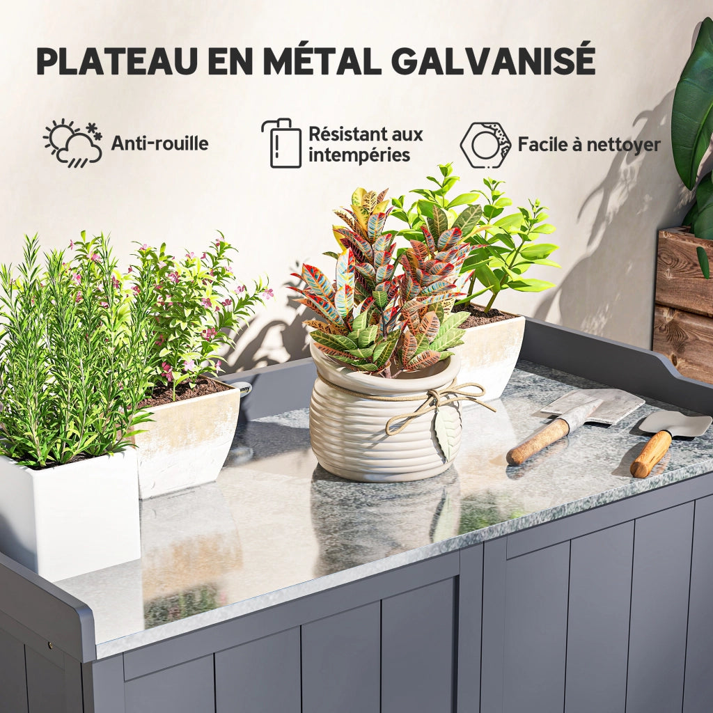 Armadio da giardino 2 in 1 ¨C zephmum ¨C grigio metallo