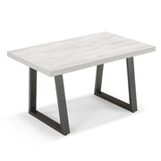 Tavolo da pranzo allungabile Quercia Bianco 160X90 MADE IN ITALY modello GOYA fino a 260 CM per sala da pranzo, cucina e soggiorno, design moderno con top in melaminico