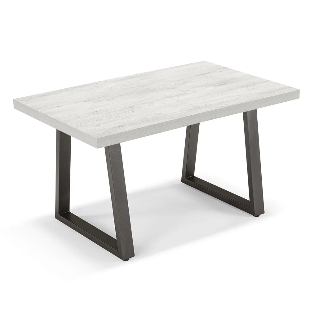 Tavolo da pranzo allungabile Quercia Bianco 160X90 MADE IN ITALY modello GOYA fino a 260 CM per sala da pranzo, cucina e soggiorno, design moderno con top in melaminico