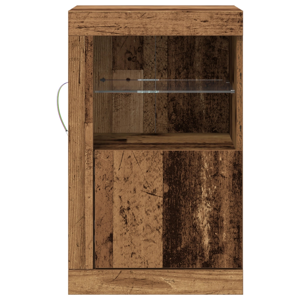 Sideboard  con luci LED in legno vecchio 41x37x67 cm