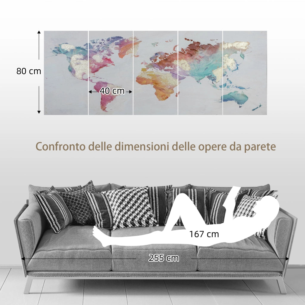 Quadri su Tela 5 Pezzi ¨C zephmum ¨C Multicolore, Legno di Pino, 80x40cm