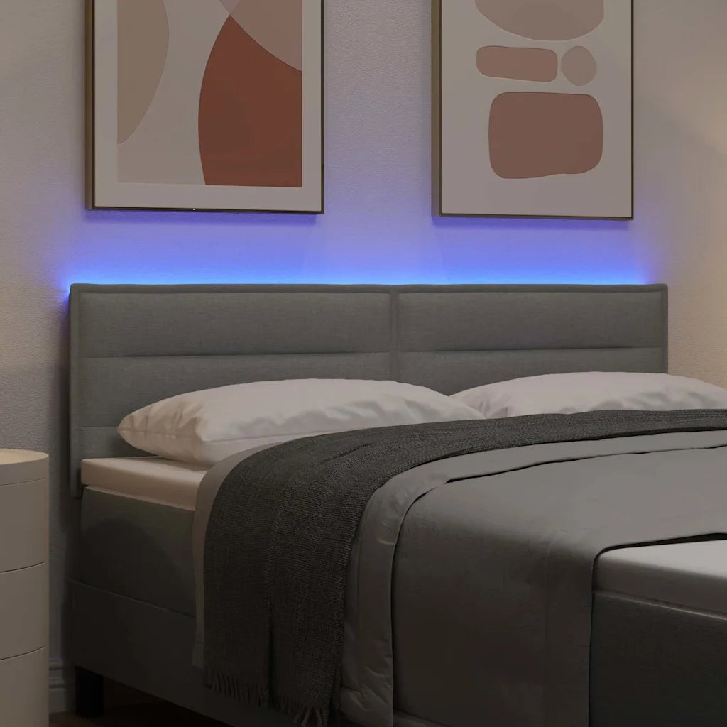 Testiera LED con strisce LED Grigio chiaro 160 cm Tessuto 3337992