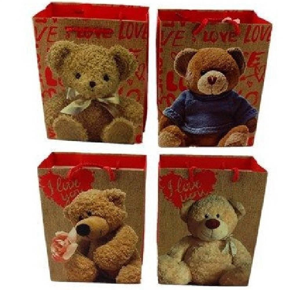 Trade Shop - Set 6 Buste Regalo San Valentino Orso Sacchetto 26x32x12.5cm 59520 Vari Modelli -