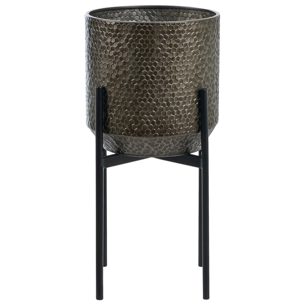 Portavasi in ferro nero, 34 x 34 x 62 cm, per interni, in metallo, stile industriale, per il soggiorno
