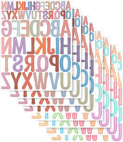 Letterstickers colorati autoadesivi per scrapbooking - 416 pezzi/8 fogli, 2 misure letterstickers autoadesivi in vinile