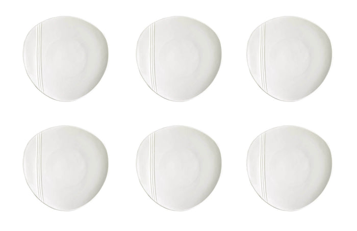 Set 6 Piatti Frutta Ø20,5 cm in Porcellana Allluminica Kaleidos Aluxina Miami Bianchi