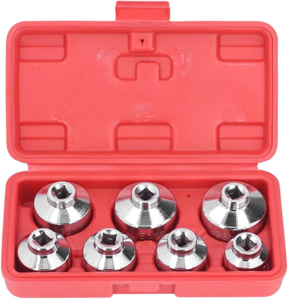 Set Kit di Chiavi a tazza per Filtro Olio 7 Pz Per Chiave a Cricchetto 24-38mm