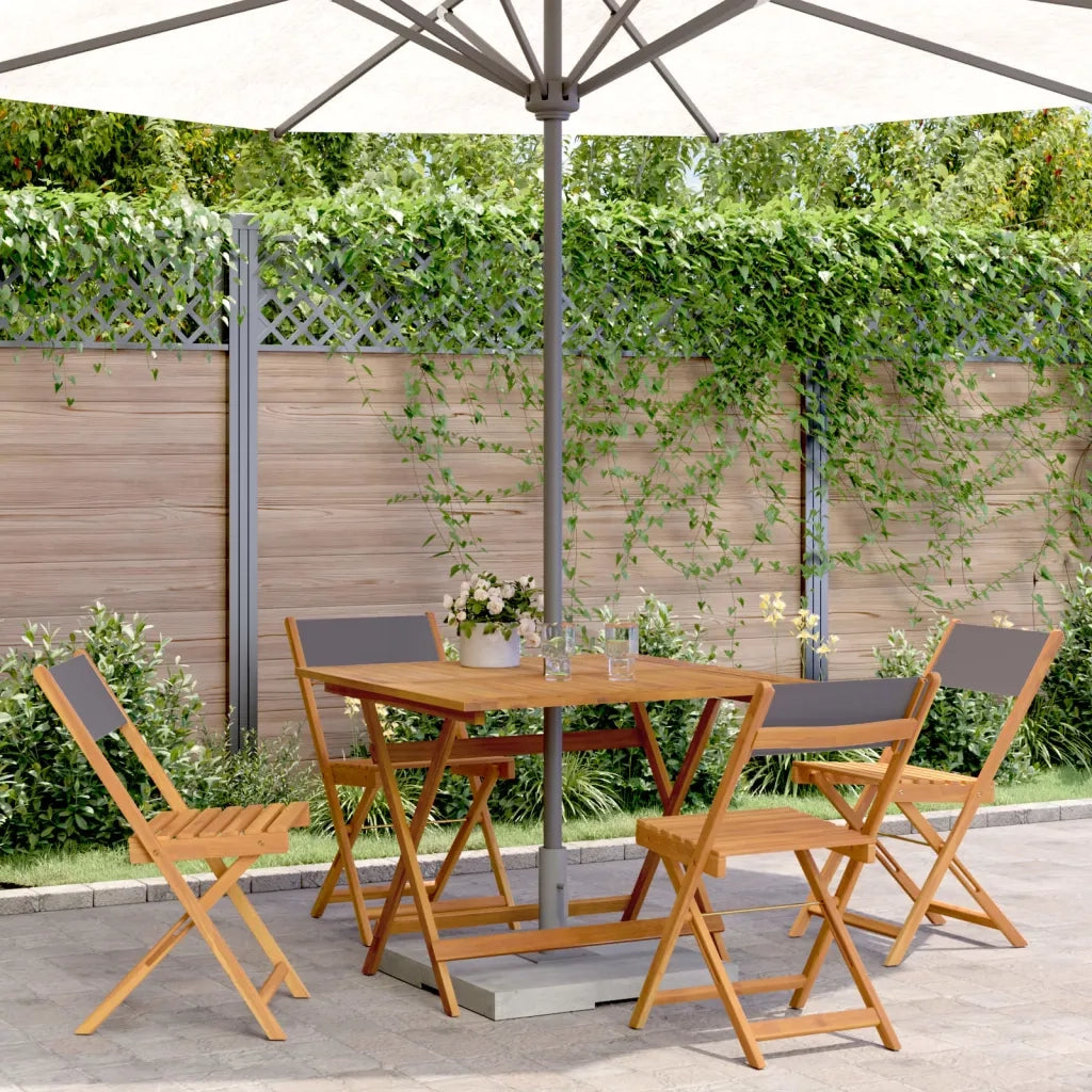 Set Pranzo da Giardino 5pz | Set Salotto da Giardino Antracite Tessuto e Legno Massello