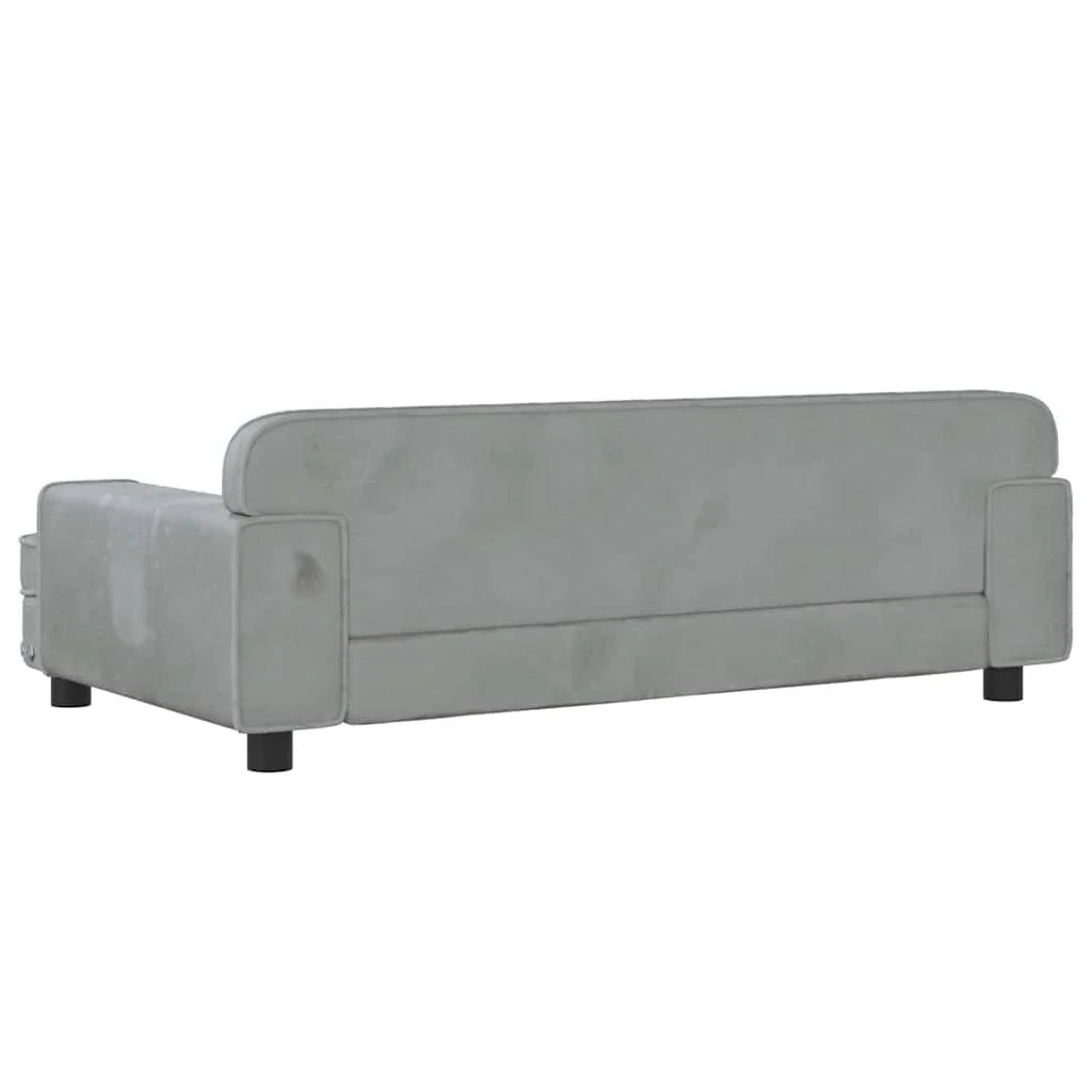 Cuccia per cani comoda cesta da divano colore chiaro 90 x 53 x 30 cm velluto grigio 02_0043126