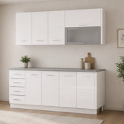 Cucinino Riquew, Cucina 4 Cassetti, Elettrodomestici non inclusi, Bianco Opaco