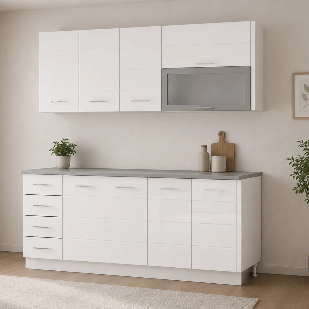 Cucinino Riquew, Cucina 4 Cassetti, Elettrodomestici non inclusi, Bianco Opaco