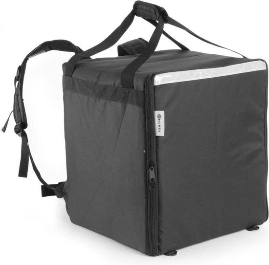 Borsa di consegna a temperatura regolabile nera - per la consegna di ordini in bicicletta o moto - leggera e isolata - 410x410x480mm