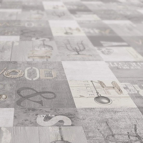 Tavolo industriale con tovaglia, lavabile, moderno, aspetto usato, industria, 100 x 140 cm