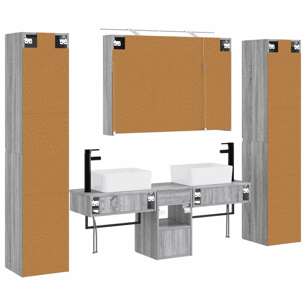 Set di mobili per il bagno 6 pcs Sonoma grigio 3407196