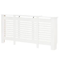 Mobile Copricalorifero Larghezza Regolabile e Mensola Superiore in MDF e Legno, 140-202x19x82.5cm, Bianco