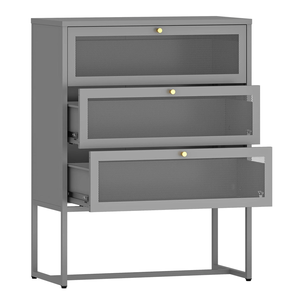 Cassettiera Sund in Acciaio con Frontali Traforati 105x80x40 cm Grigio [en.casa]