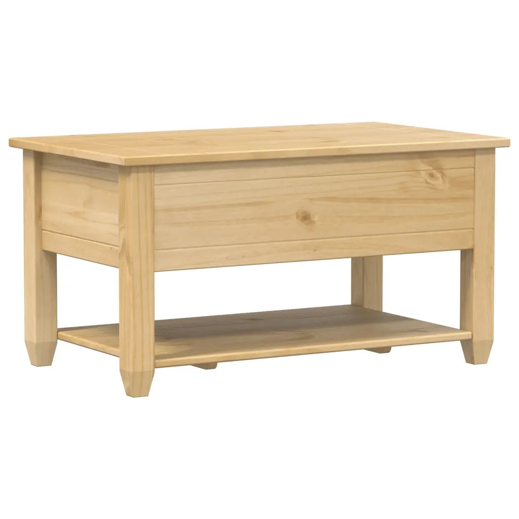 Tavolino con Cassetti Corona-Tavolino da soggiorno 85x50x45 cm Legno Massello di Pino