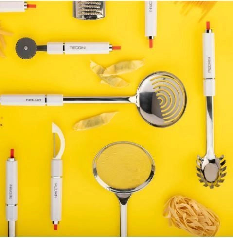 Pedrini Cucchiaione da Cucina Lillo Stile Cromo e Bianco