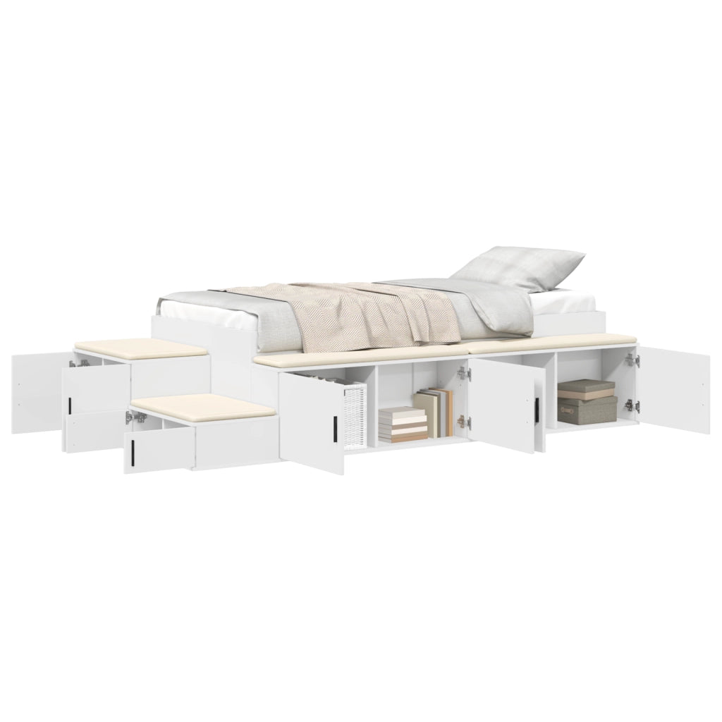 Struttura del Letto con Deposito Bianco 75x190 cm
