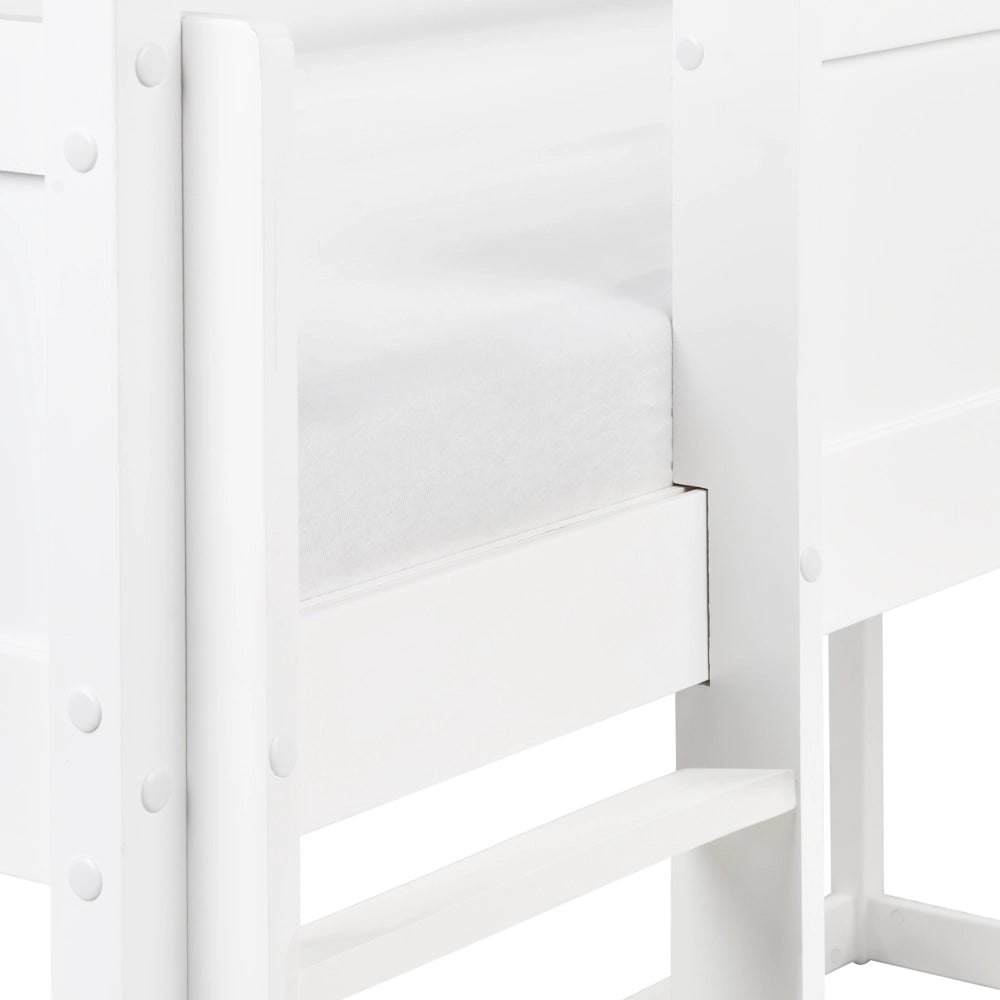 Letto a mezza altezza con rete a doghe 90 x 200 cm Struttura per bambini in legno di pino bianco