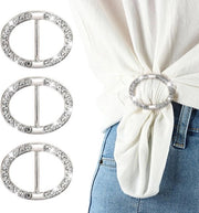 Accessori per foulard - Set di 3 clip con strass - Anelli per foulard per donne - Clip per foulard - Accessori per foulard in seta per signore - Accessori per sciarpe per il collo
