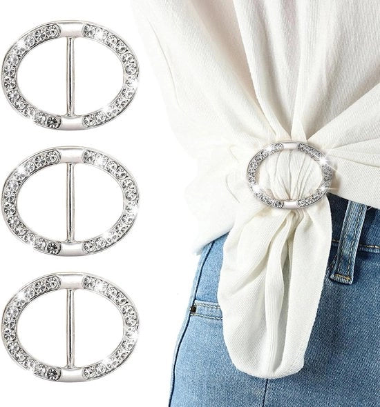 Accessori per foulard - Set di 3 clip con strass - Anelli per foulard per donne - Clip per foulard - Accessori per foulard in seta per signore - Accessori per sciarpe per il collo