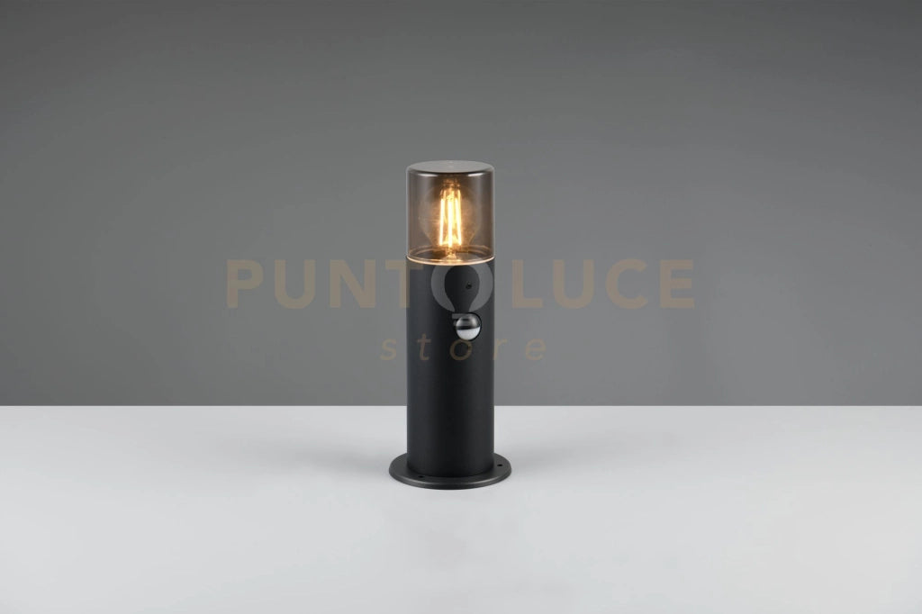HOOSIC PALO DA ESTERNO ANTRACITE CON DIFFUSORI FUME' E SENSORE DI MOVIMENTO IP44 H. 30CM 1 LUCE ATTACCO E27