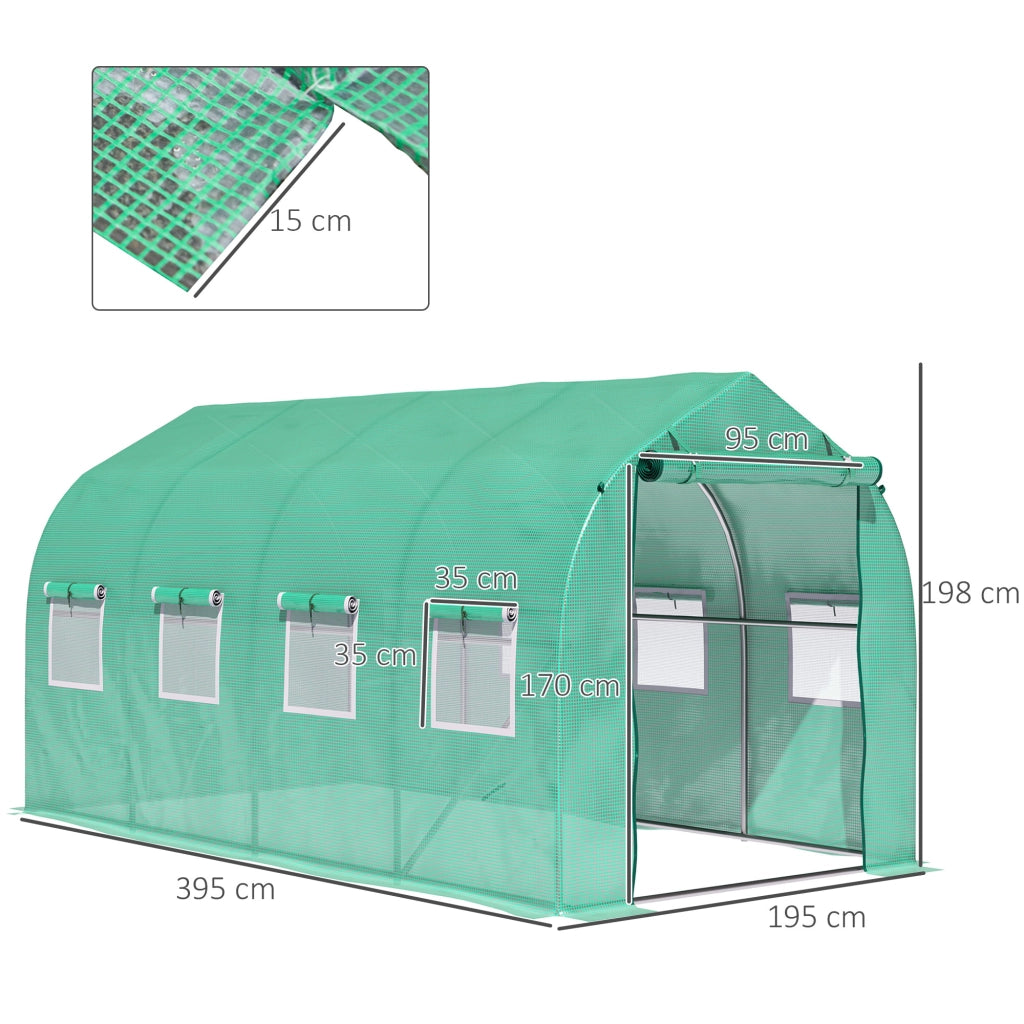 Serra Tunnel 4x2x2 m con 8 Finestre e Porta ¨C Zephmum ¨C Verde