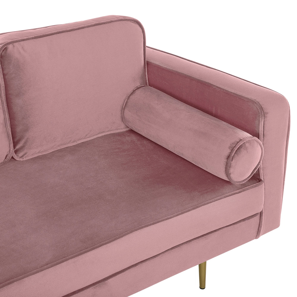Chaise longue Velluto Rosa Imbottito versione destra Orientamento Gambe In Metallo Cuscino  Design Moderno