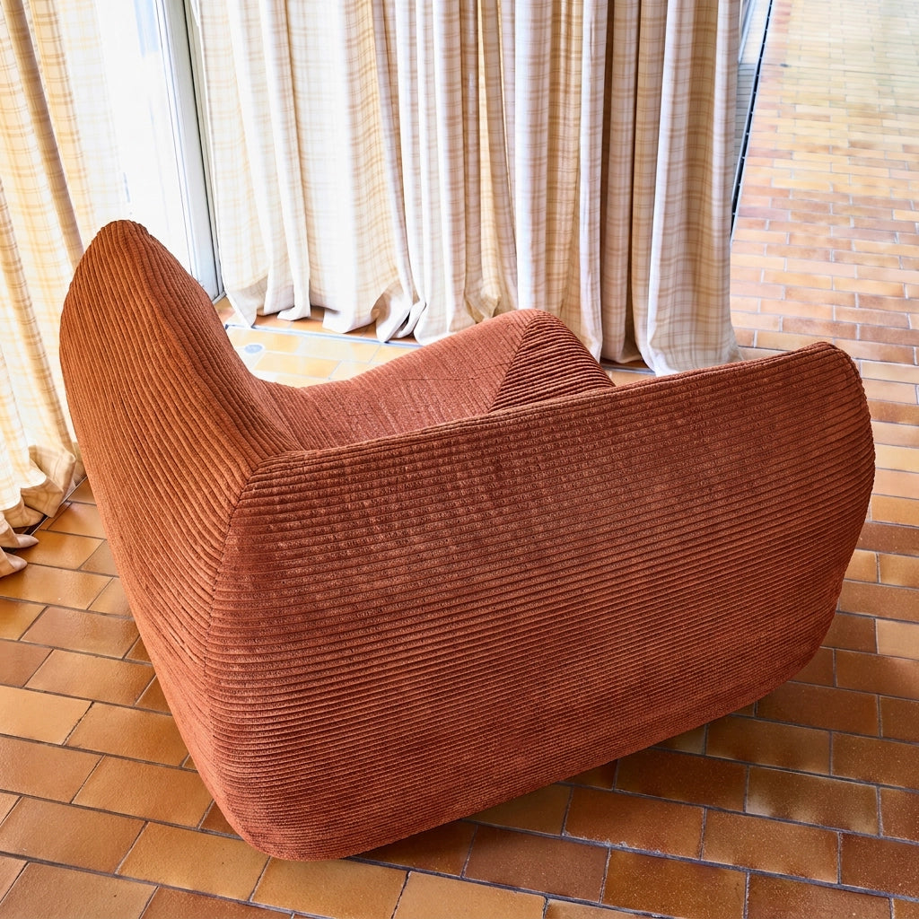 Poltrona angolare in velluto a coste, 1 posto, terracotta