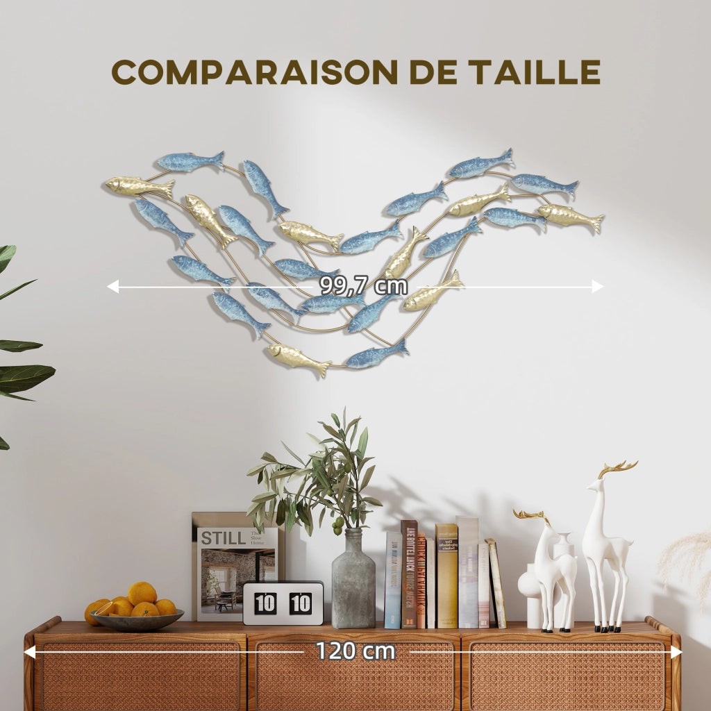 Quadro Scultura Murale Pesce Moderno ¨C zephmum ¨C Blu Chiaro 100x50 cm