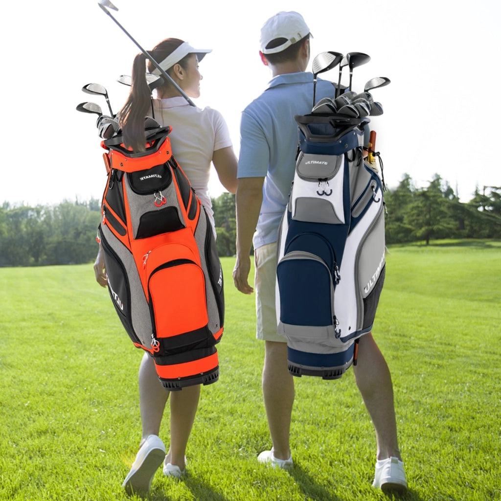 Borsa da golf leggera con 14 divisori superiori a tutta lunghezza, Borsa da golf portatile con tracolla Rosso-Golf