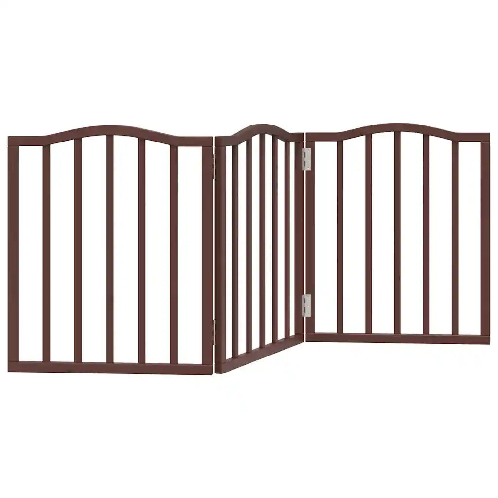 vidaXL Cancello Cani Pieghevole 3 Pannelli Rovere Marrone 150cm Pioppo
