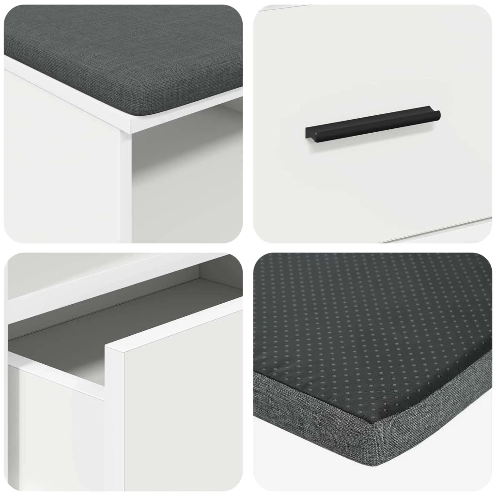 Panca per ingresso con cuscino-Sgabello-Panca da Corridoio Bianco 100 x 38 x 46 cm 808767