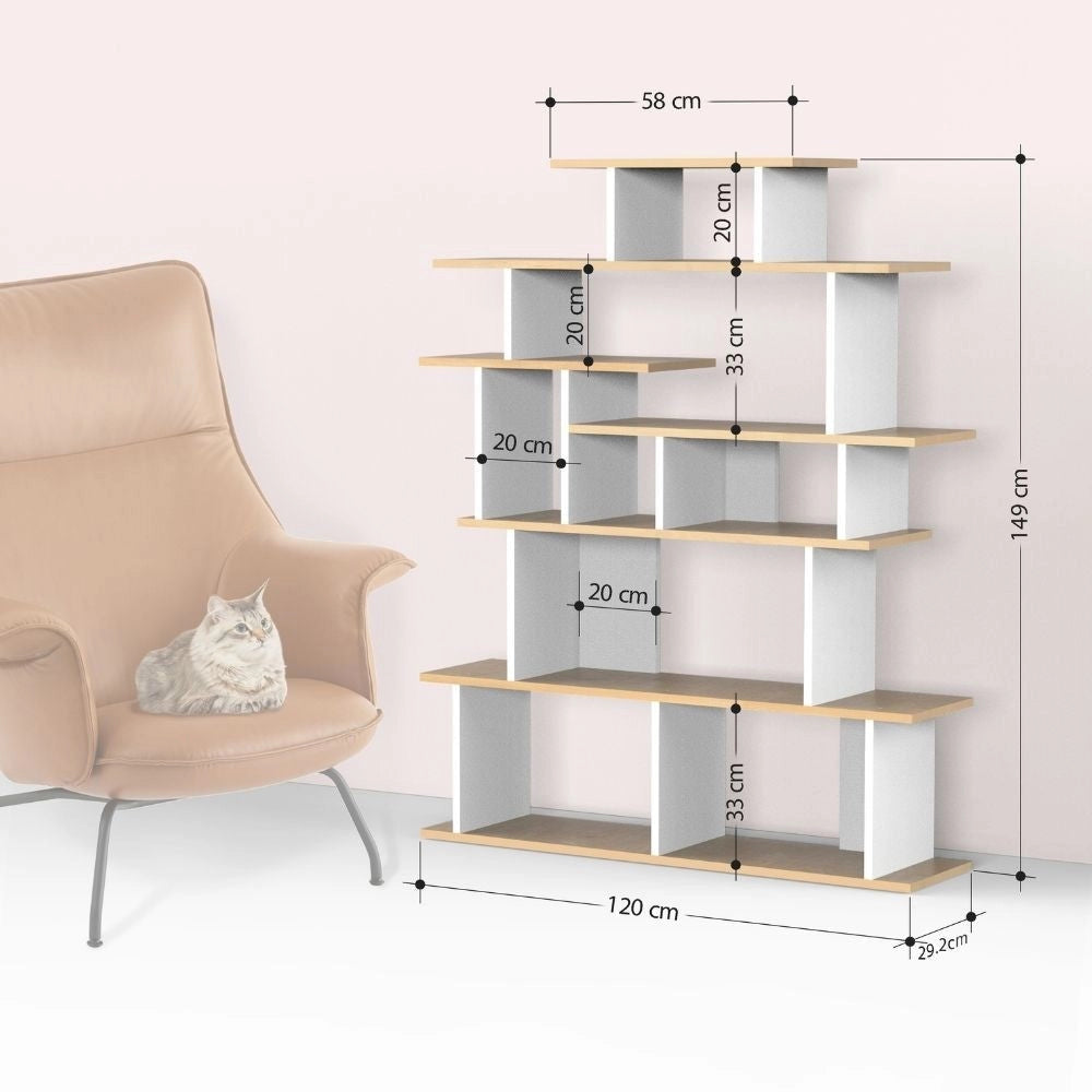 Libreria design 120x29,2x149 cm Apollon rovere e antracite