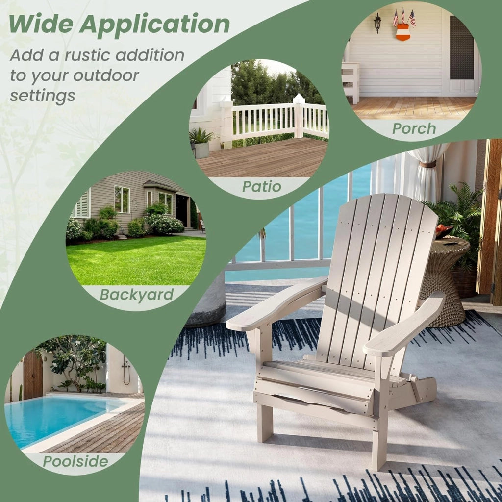 Set di 2/4 Sedie Adirondack Pieghevoli, Sedia da Esterno con Telaio in Legno di Abete, Schienale Alto e Braccioli Ergonomici, Sedia Adirondack per Patio Giardino Cortile Campeggio