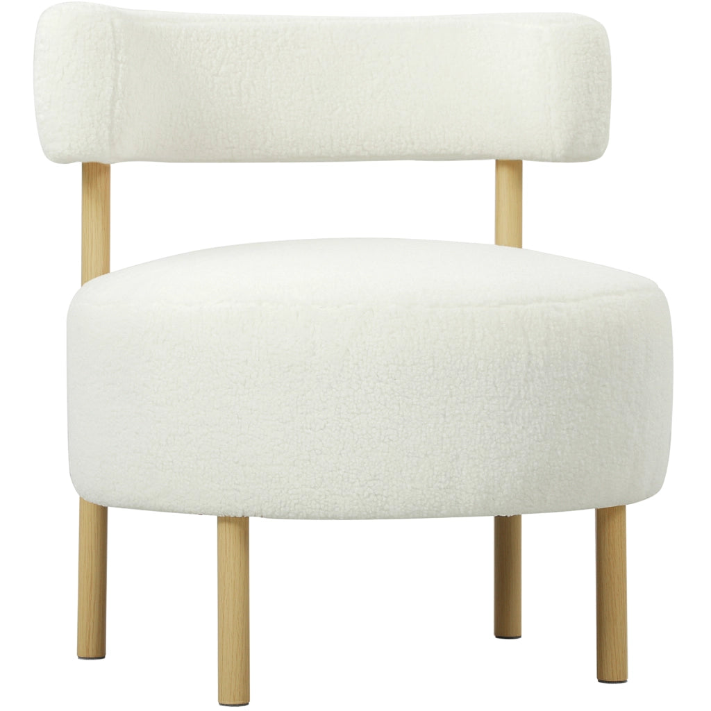 Poltrona relax in tessuto Sherpa-Fleece ¨C Xylo ¨C gambe metallo effetto legno, crema 67x67x71 cm