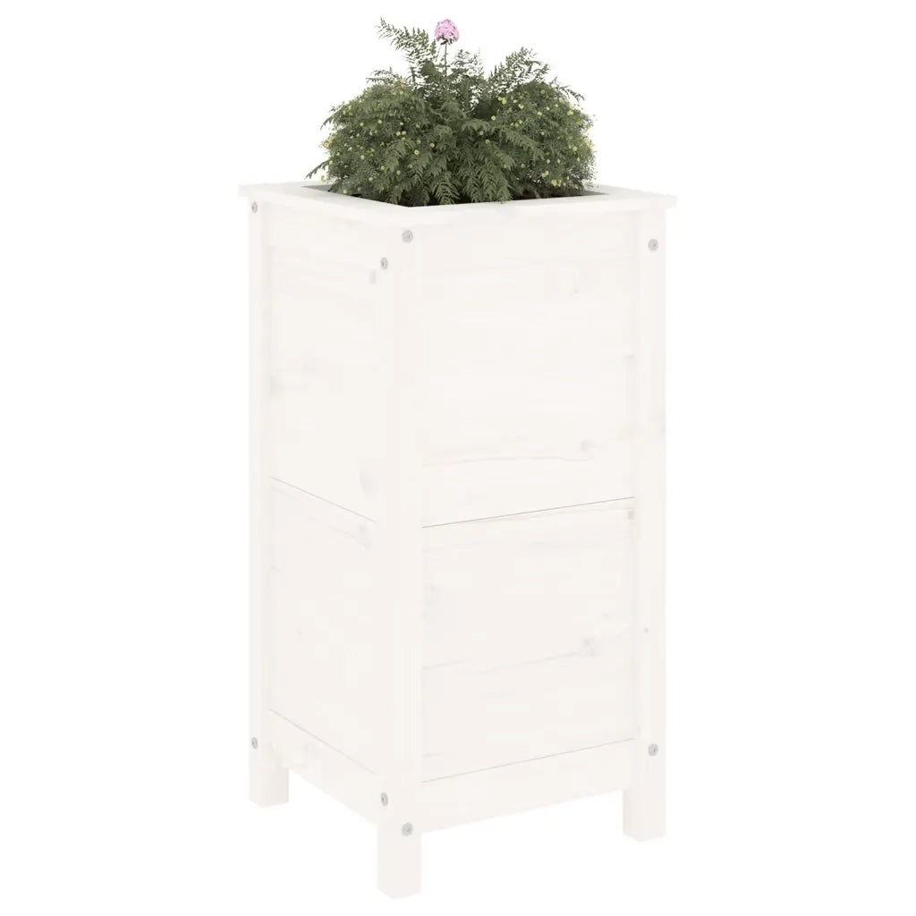 Fioriera da Giardino Bianca 40x40x78 cm Legno Massello di Pinocod mxl 127836