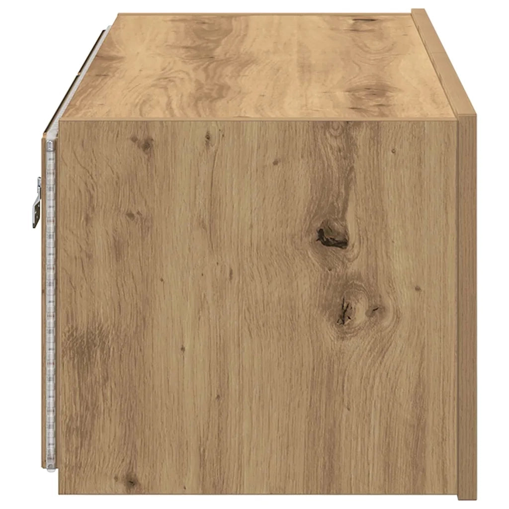 Mobile TV da parete con LED Rovere artigianale 80 x 35 x 31 cm 863106