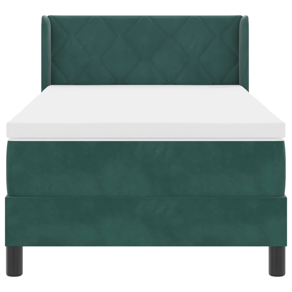 Letto A Molle Con Materasso Verde Scuro 90x190 cm Velluto