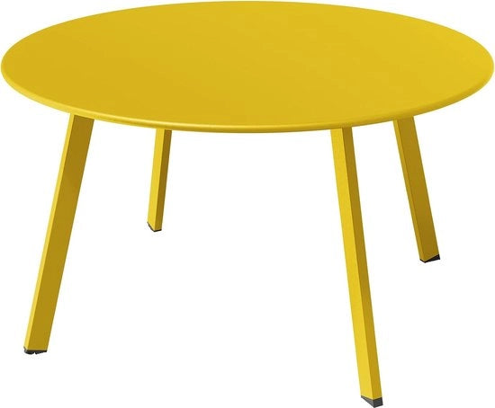 Tavolo da giardino, tavolo da esterno, tavolo da balcone, tavolo in acciaio premium, facile da montare, tavolo da angolo per esterno, interno, soggiorno, ufficio (giallo zinco)